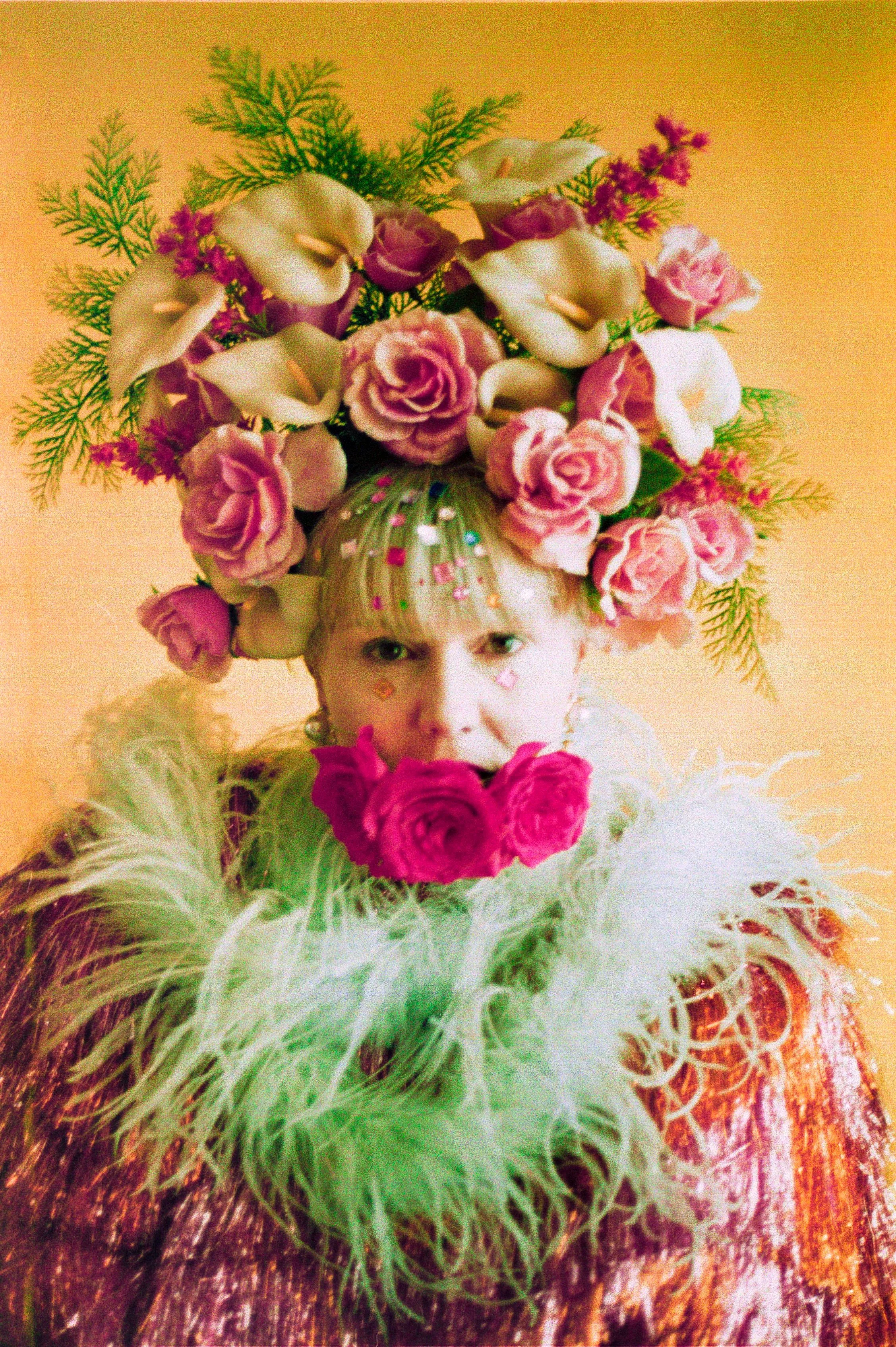 Giant Roses and Lilies Headdress / flower headpiece
