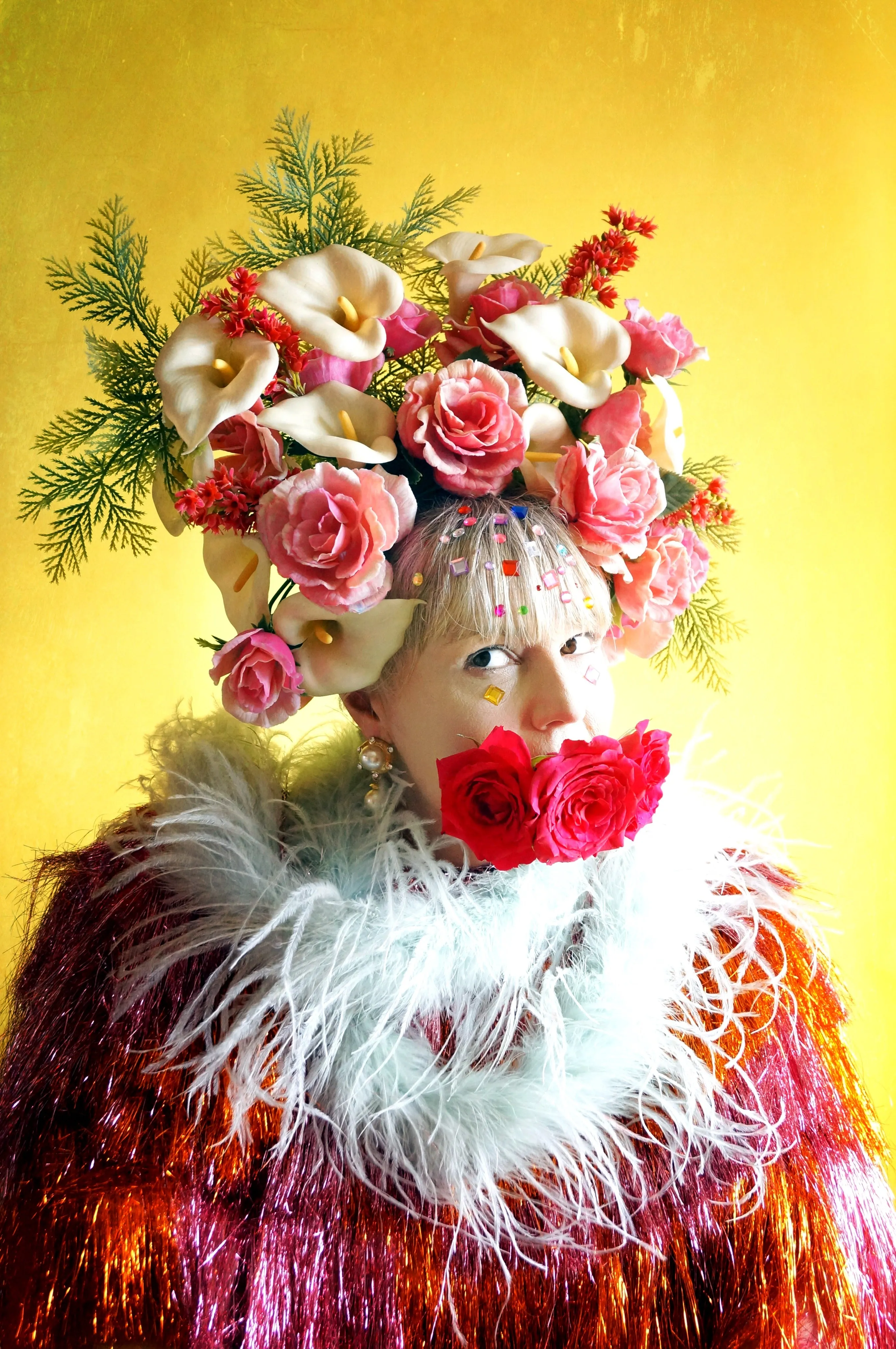 Giant Roses and Lilies Headdress / flower headpiece