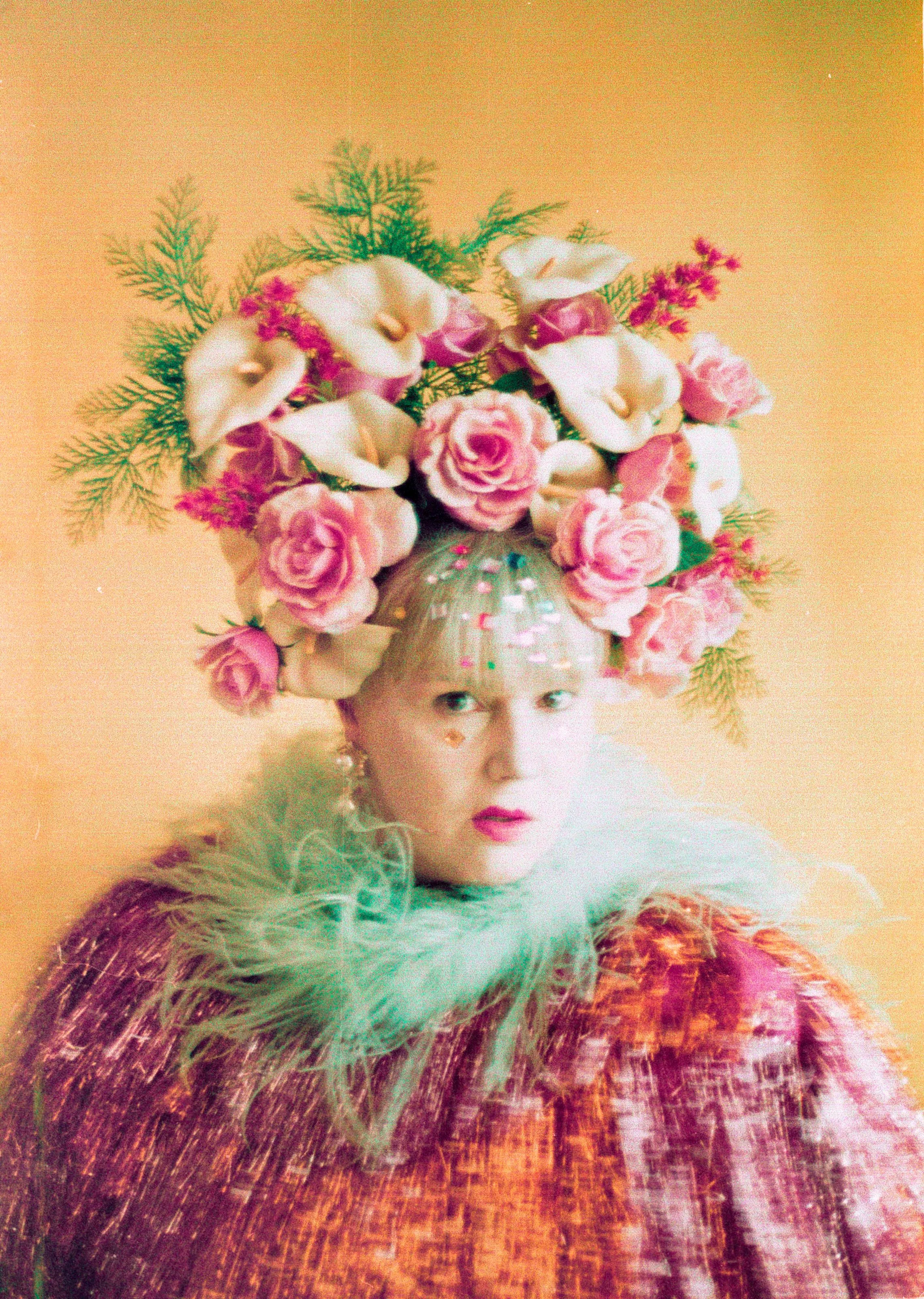 Giant Roses and Lilies Headdress / flower headpiece
