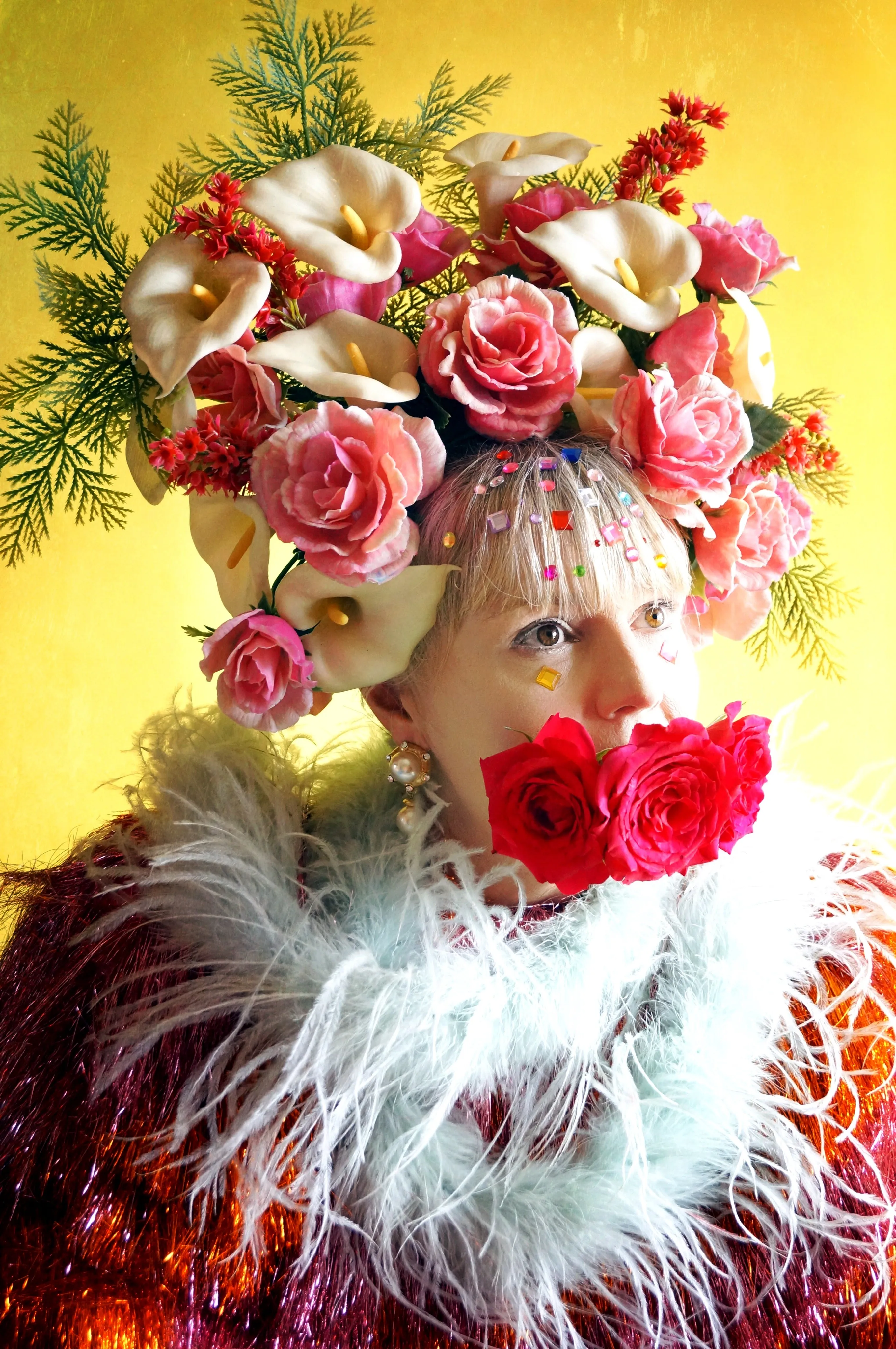 Giant Roses and Lilies Headdress / flower headpiece