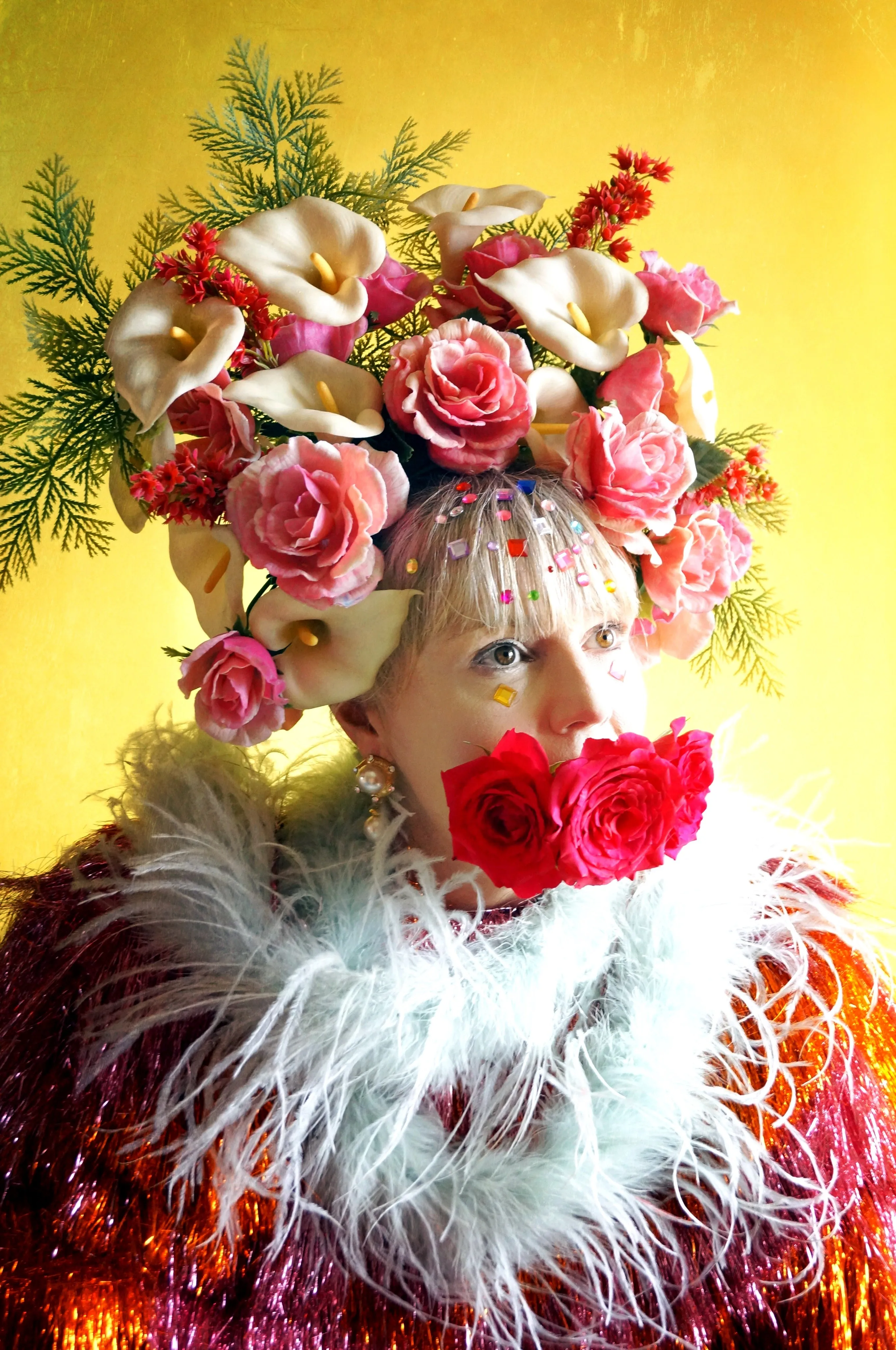 Giant Roses and Lilies Headdress / flower headpiece