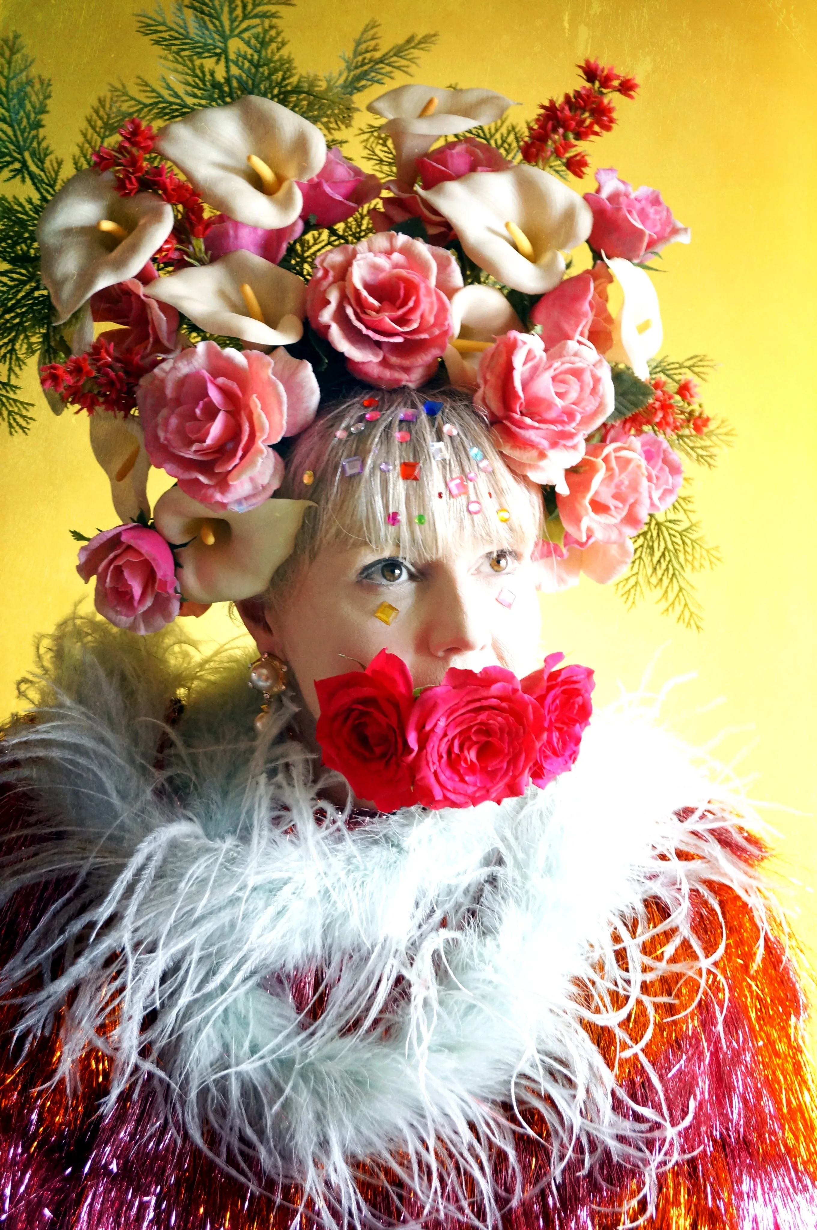 Giant Roses and Lilies Headdress / flower headpiece