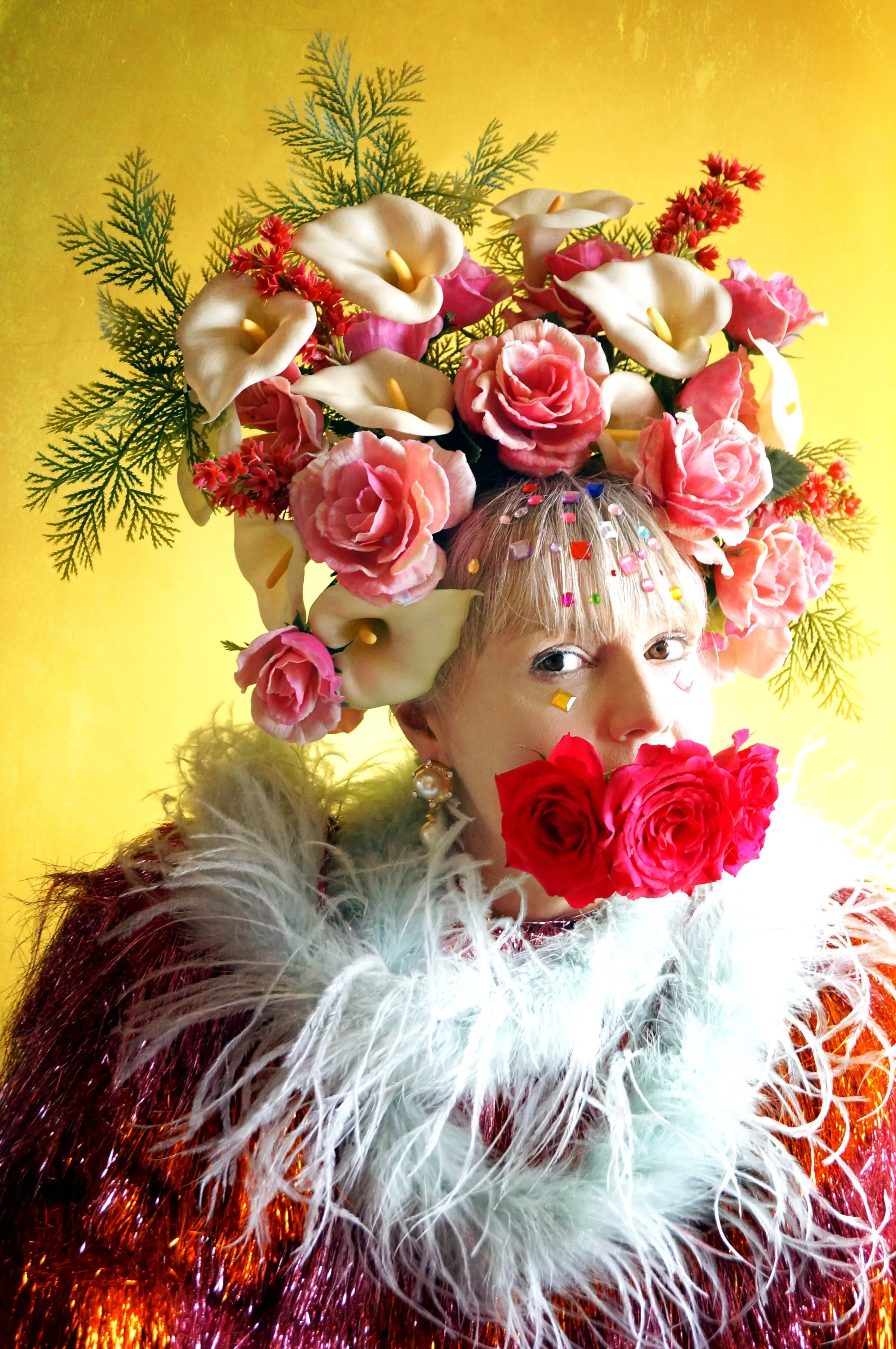 Giant Roses and Lilies Headdress / flower headpiece