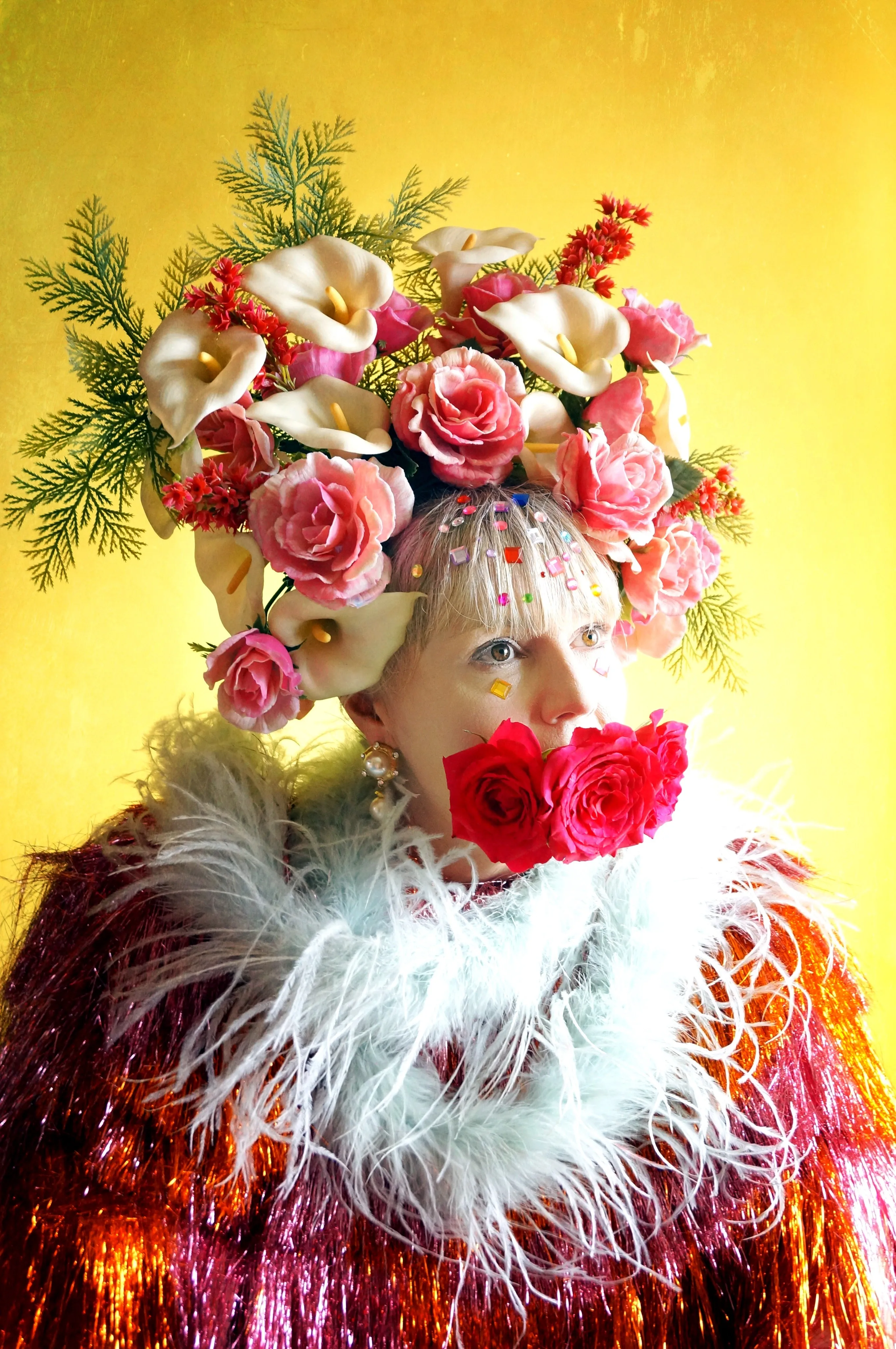Giant Roses and Lilies Headdress / flower headpiece