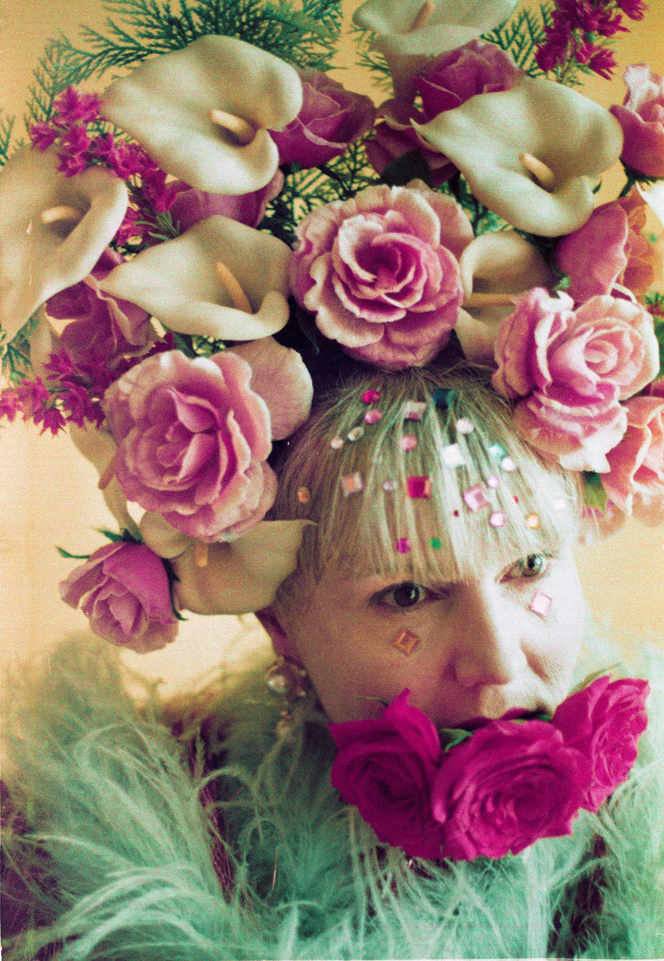 Giant Roses and Lilies Headdress / flower headpiece