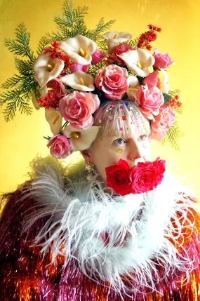 Giant Roses and Lilies Headdress / flower headpiece