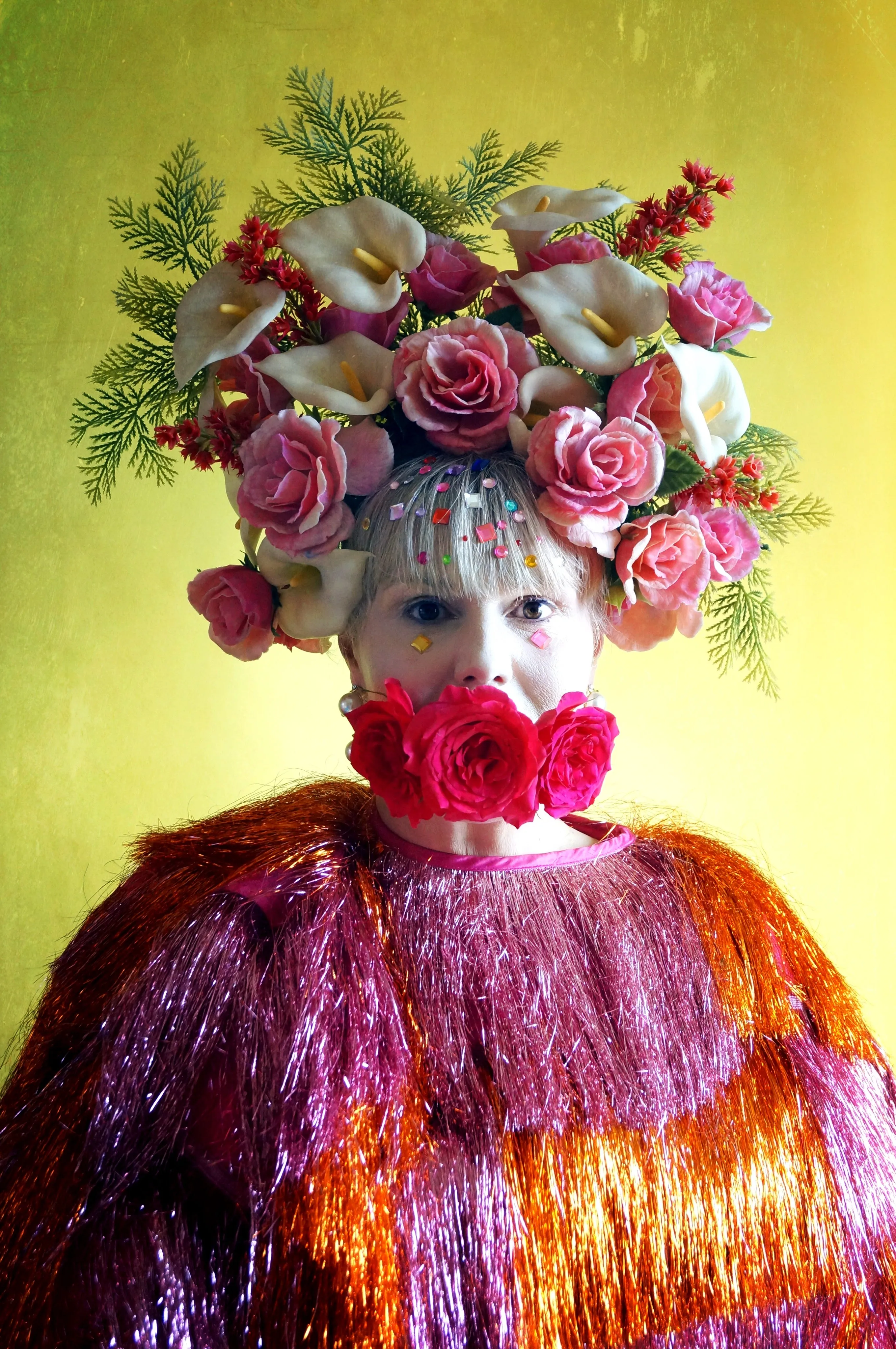 Giant Roses and Lilies Headdress / flower headpiece