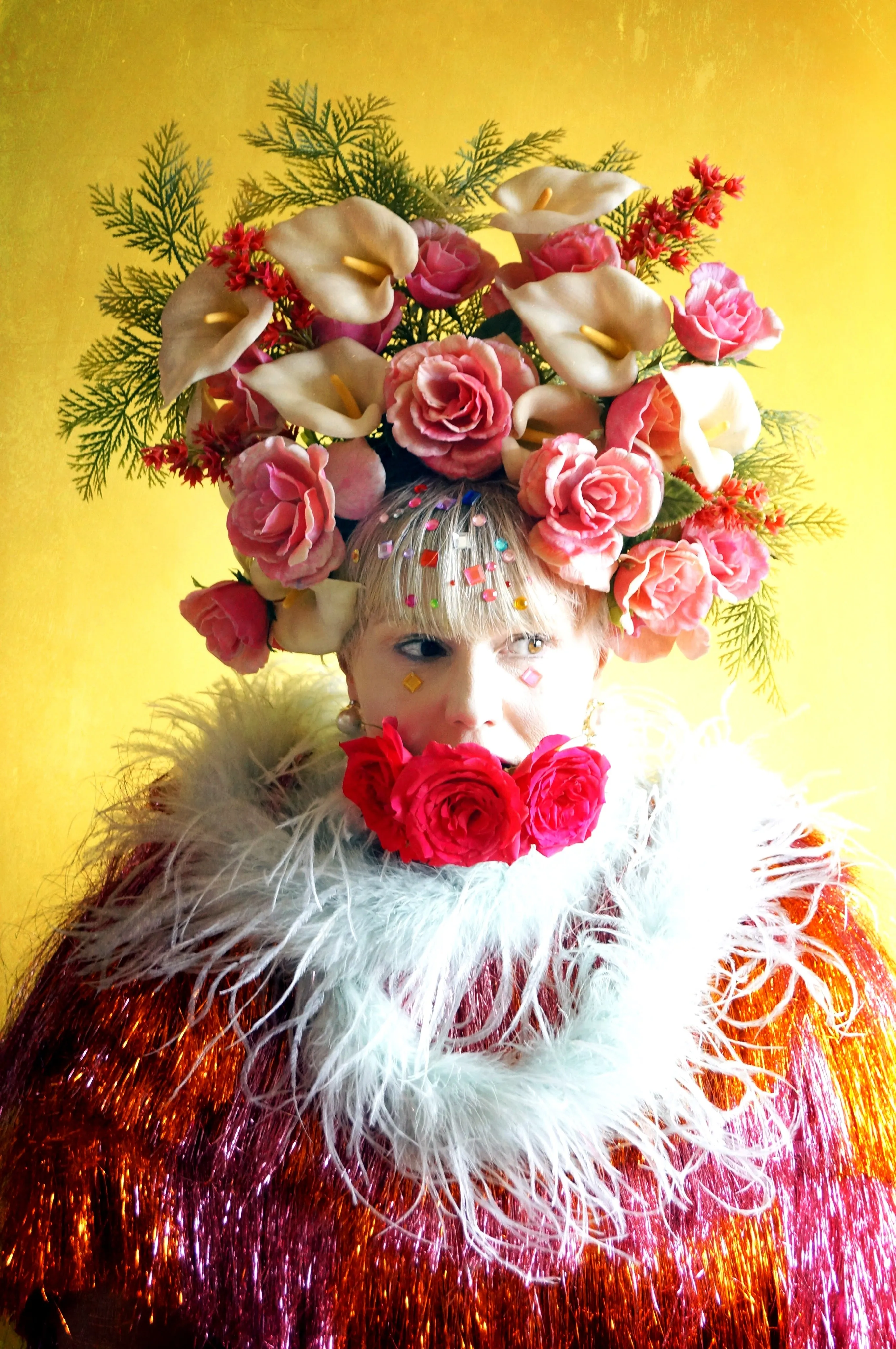 Giant Roses and Lilies Headdress / flower headpiece