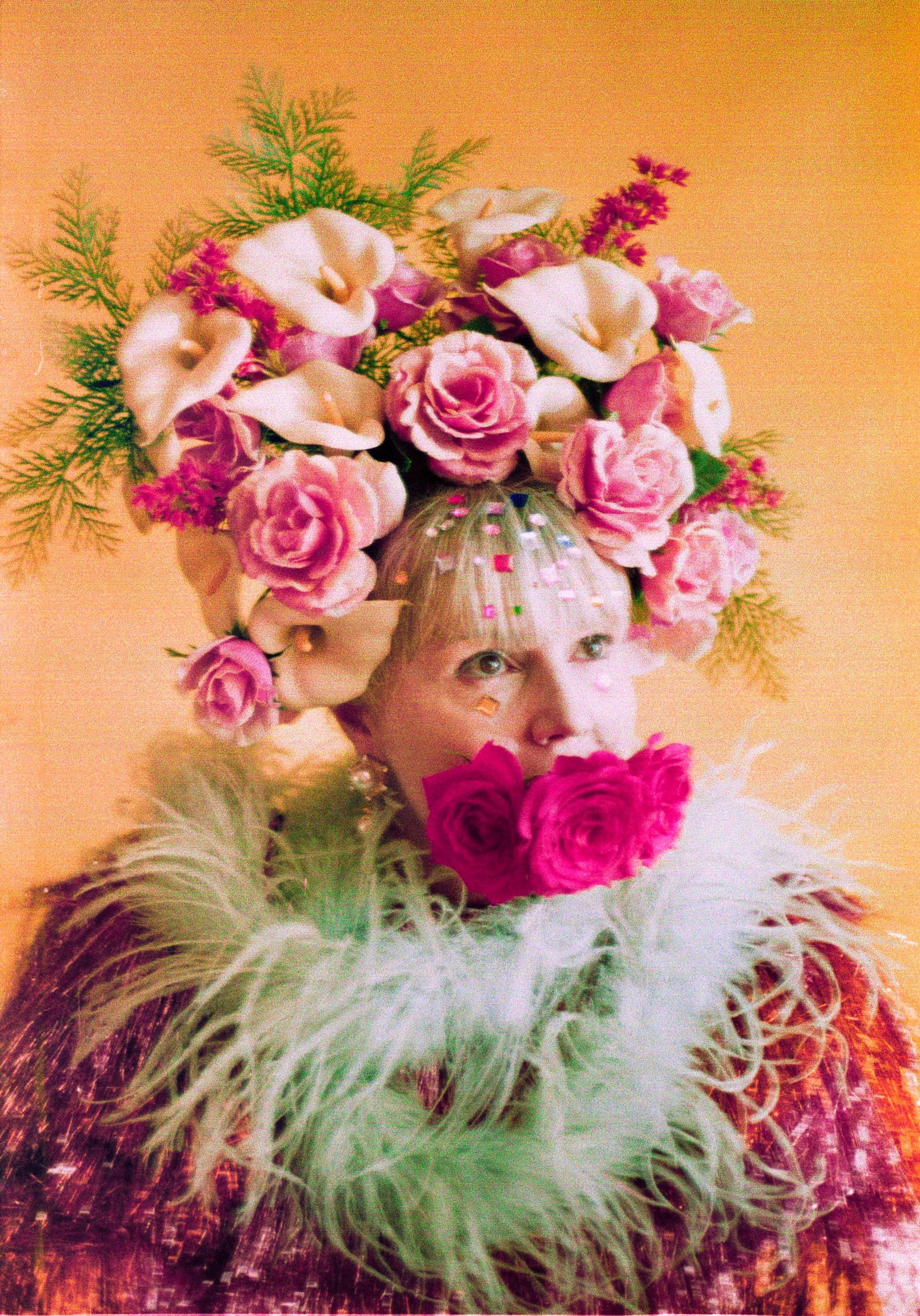 Giant Roses and Lilies Headdress / flower headpiece