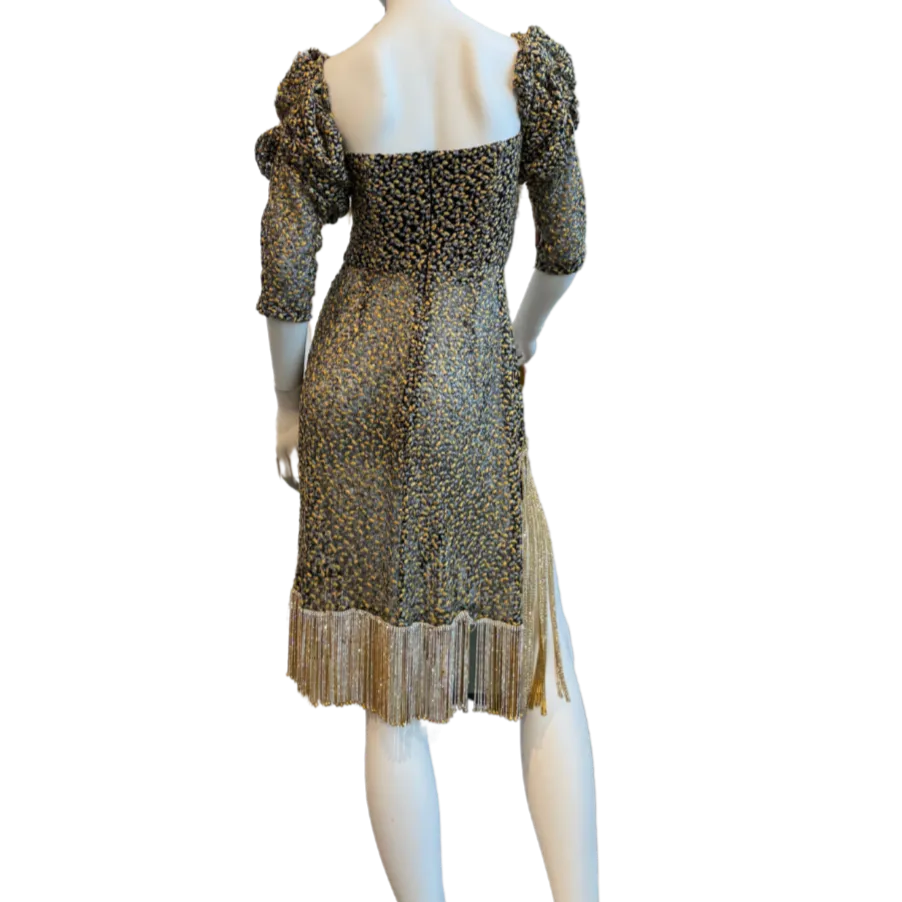 Gold Chain Fringe Midi Dress