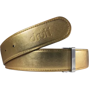 Gold Plain Textured Leather Belt