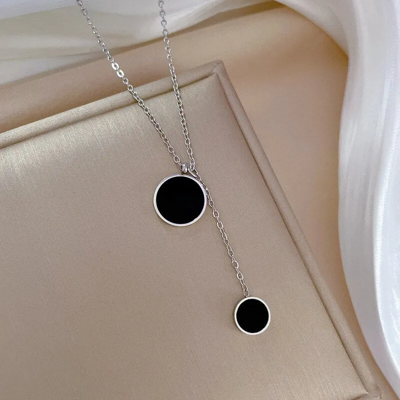 Gold Plated Necklaces Geometric Luxury Elegance Round Pendants Clavicle Chains Necklace For Women