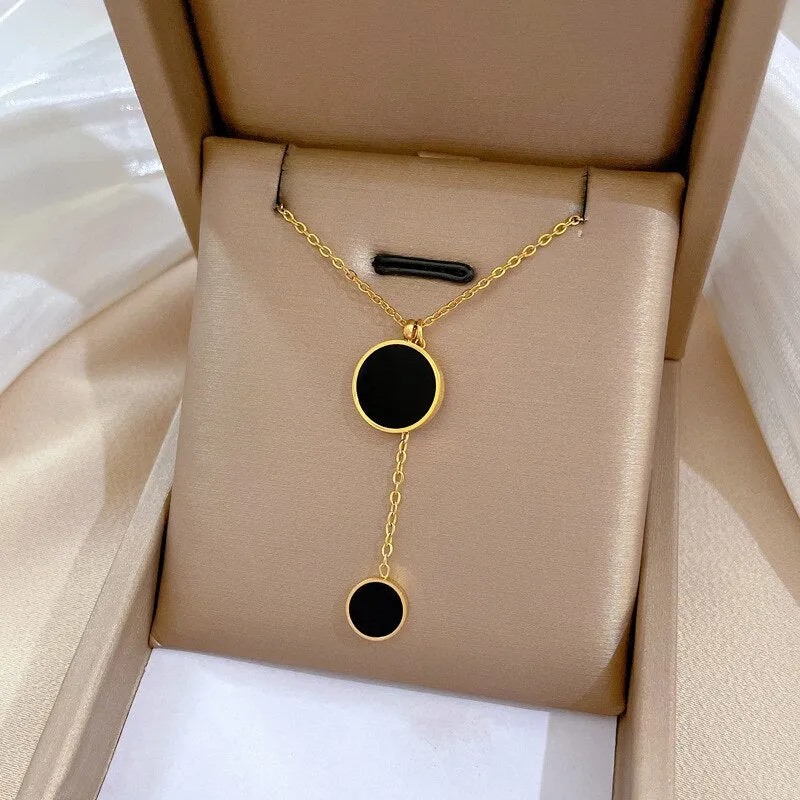 Gold Plated Necklaces Geometric Luxury Elegance Round Pendants Clavicle Chains Necklace For Women