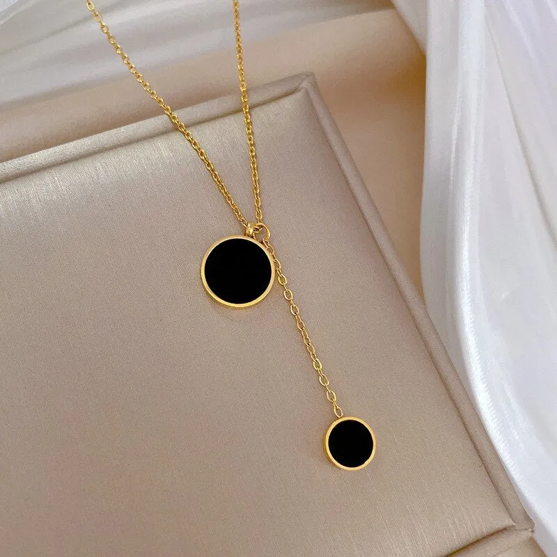 Gold Plated Necklaces Geometric Luxury Elegance Round Pendants Clavicle Chains Necklace For Women