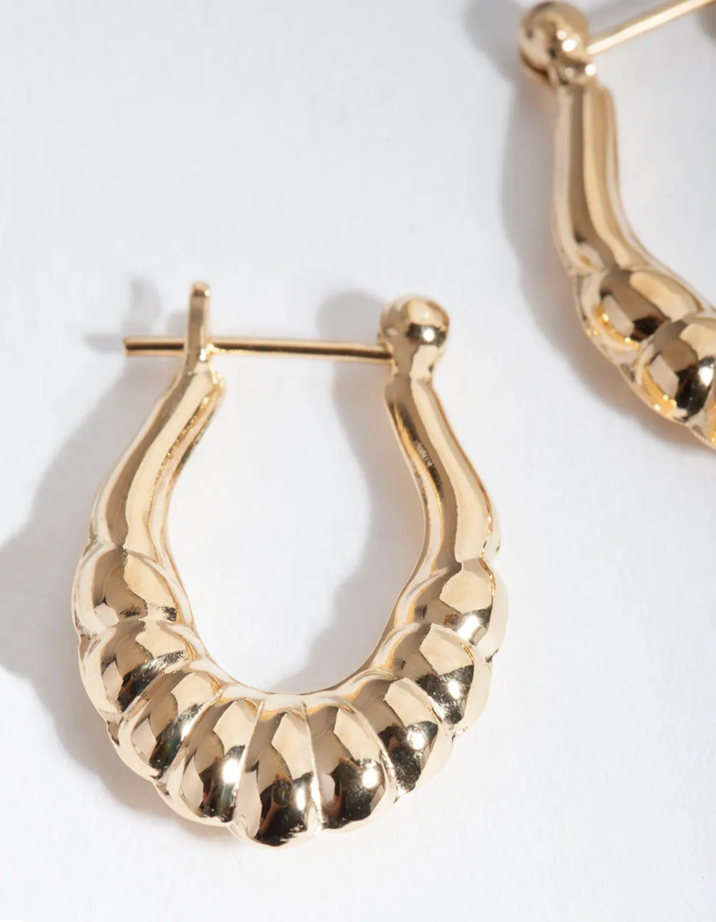 Gold Plated Sterling Silver Textured Hoop Earrings
