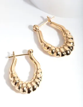Gold Plated Sterling Silver Textured Hoop Earrings