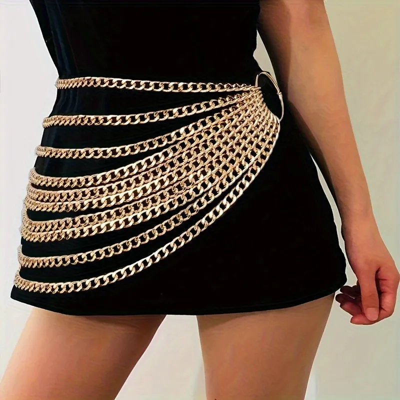 Golden Layered Chain Belt