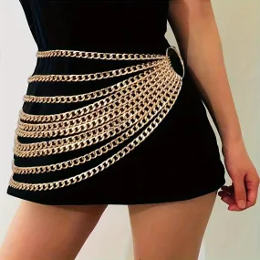 Golden Layered Chain Belt