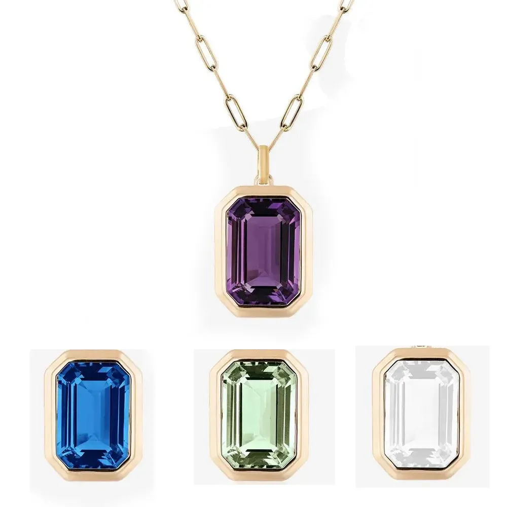 Gorgeous Geometric Square Crystal Pendant Necklace