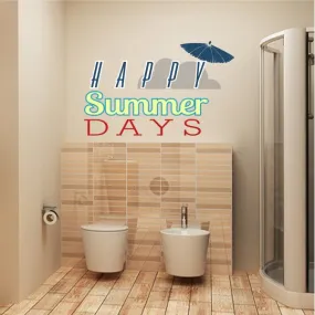 Happy Summer Days Beach Umbrella Quote Wall Decal - Vinyl Decal - Car Decal - Idcolor010