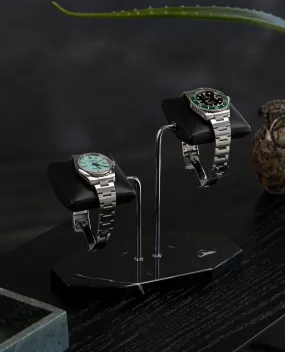 Hexagonal Luxury Watch Stand - Double Cushion - Black