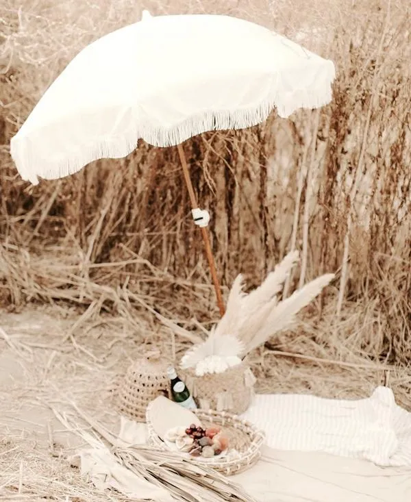 HOLIDAY BEACH UMBRELLA-ANTIQUE WHITE