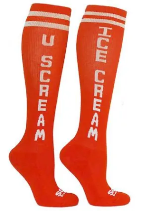 Ice Cream U Scream Kids Orange Athletic Knee High Socks- The Sox Box