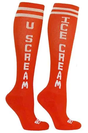 Ice Cream U Scream Kids Orange Athletic Knee High Socks- The Sox Box