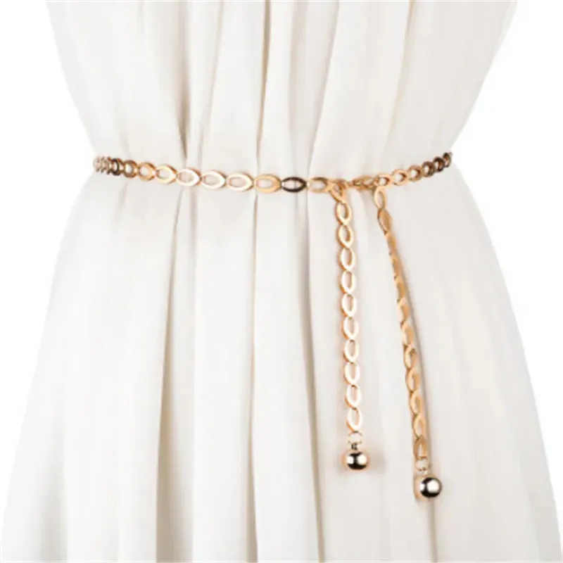 Jewelry Dress High Waist Gold Metal Chain Belt
