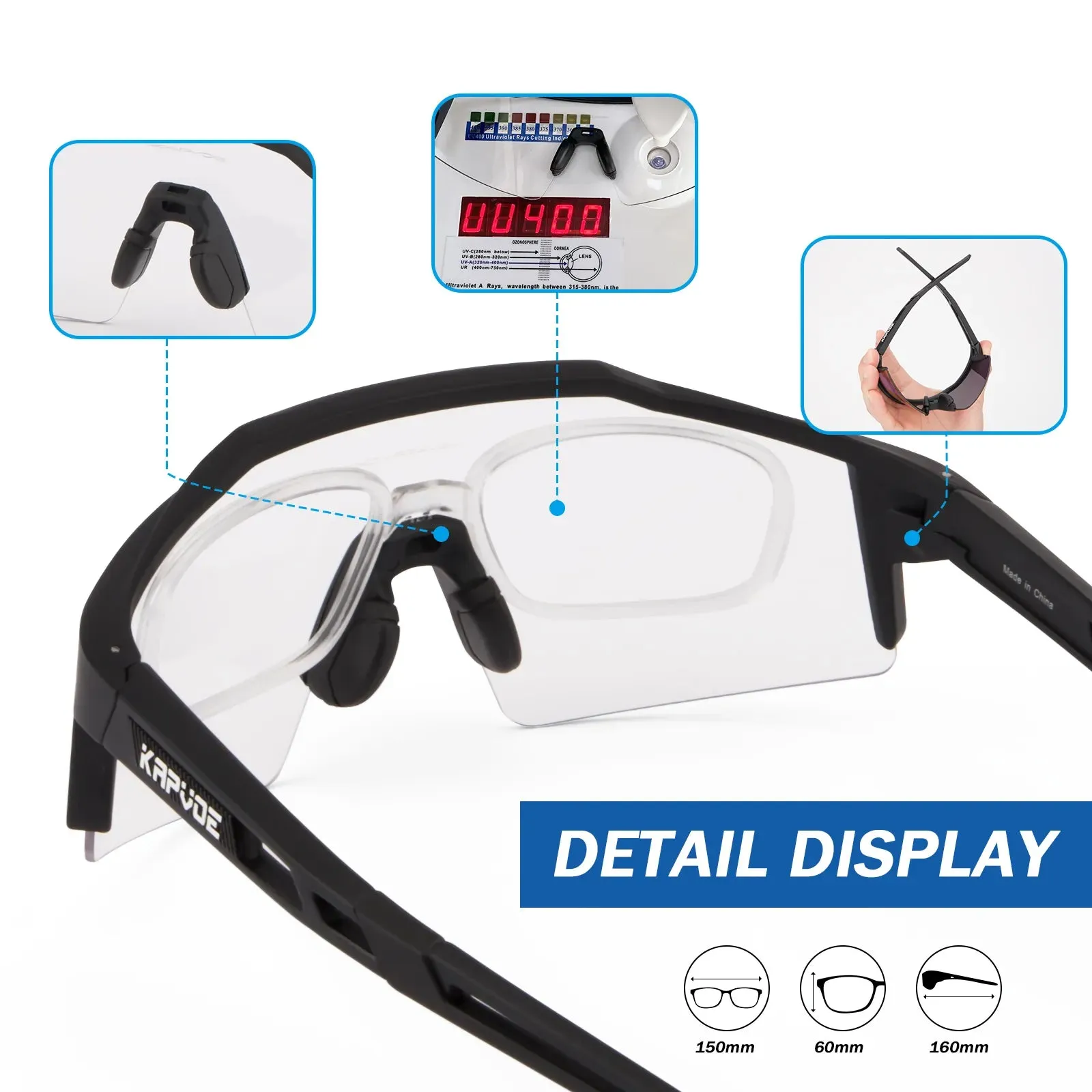 Kapvoe Cycling Glasses UV400 Women MTB Bike Glasses Running Fishing Man Sunglasses Polarized Sports Sunglasses Eyewear