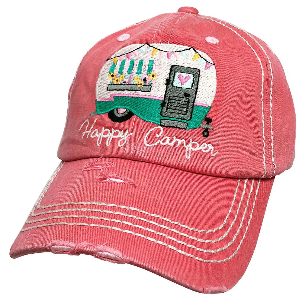 KBV-1276 Happy Camper-Torn Look-Hot Pink