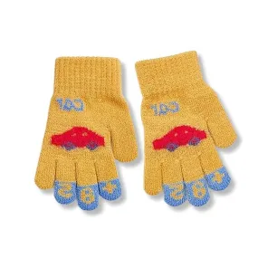 Kids Winter Gloves Faux Wool, Elastic Knit, Car Pattern, for 3-8 Year Olds (Random Colours)