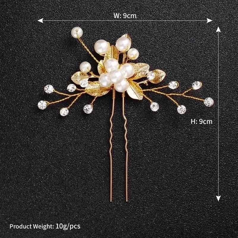 Korean Bridal Headdress Pearl U-shaped Hairpin Alloy Flower Hair Beads Wholesale