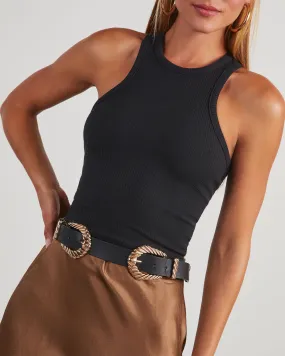 Larisa Textured Double Buckle Belt