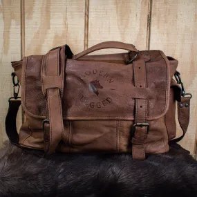 Leather Hide Laptop Bag- Soft Textured Tan (Buckles)