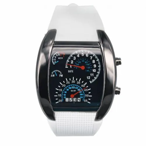 LED Sport Rubber Band Digital Week Date Dashboard Pattern Dial Watch