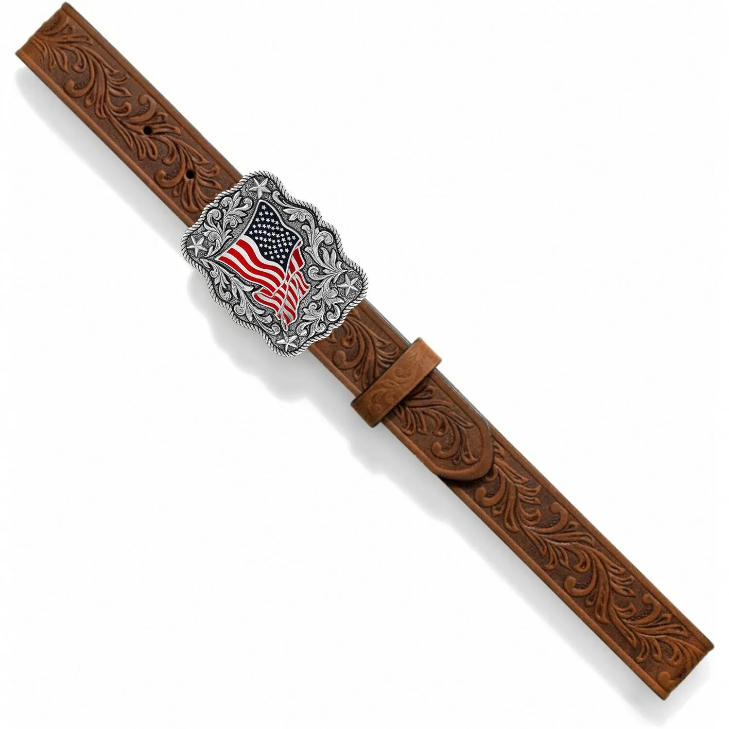 Leegin Justin Kid's American Pride Embossed Brown Leather Belt