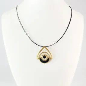 Lightweight Handmade Geometric Aluminum Necklace, Black/Gold Birdhouse