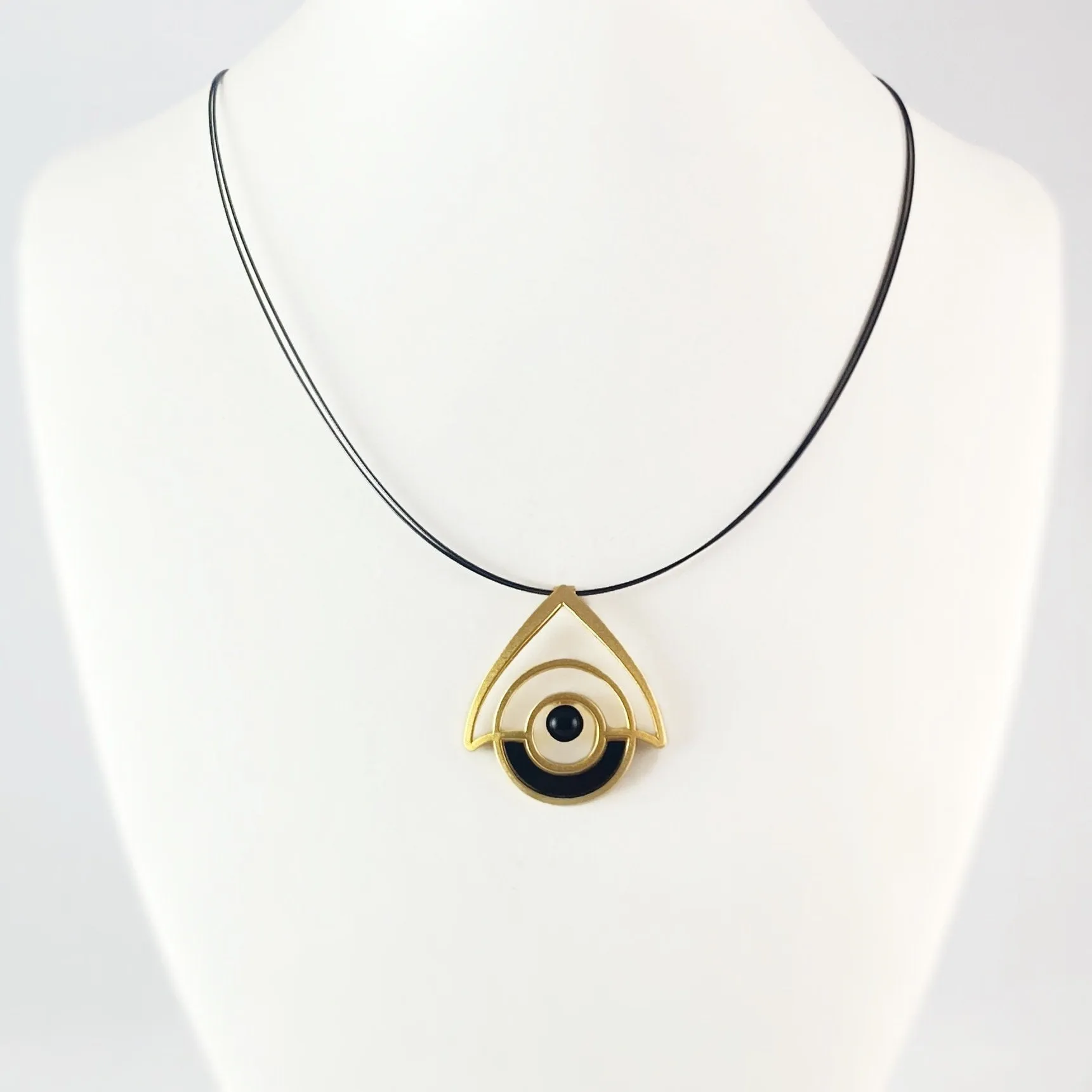 Lightweight Handmade Geometric Aluminum Necklace, Black/Gold Birdhouse
