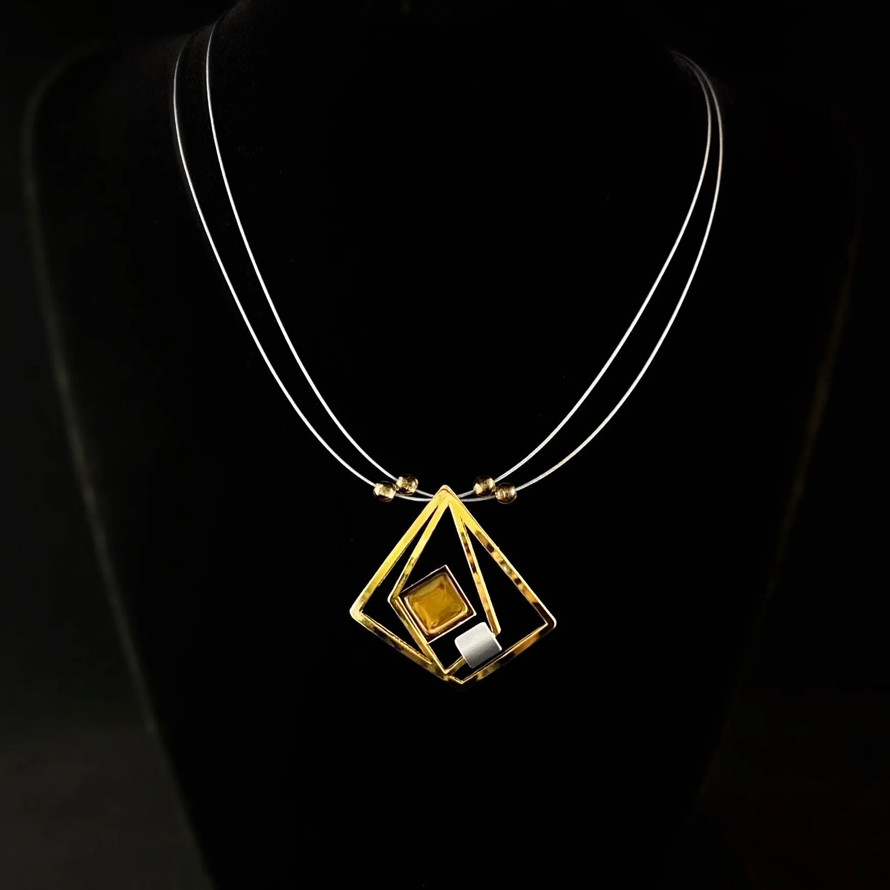 Lightweight Handmade Geometric Aluminum Necklace, Gold/Champagne Set Sail