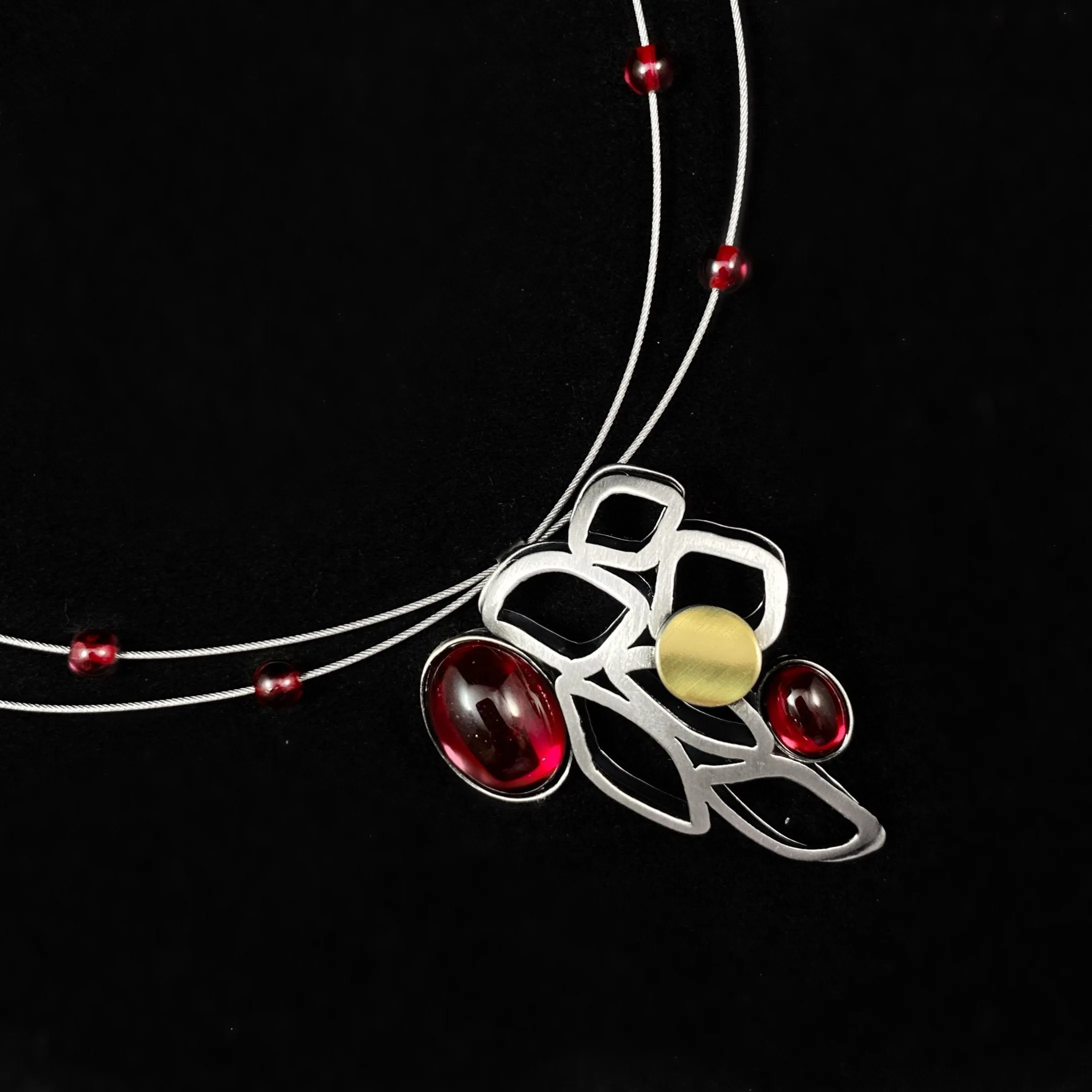 Lightweight Handmade Geometric Aluminum Necklace, Red Feather Wing