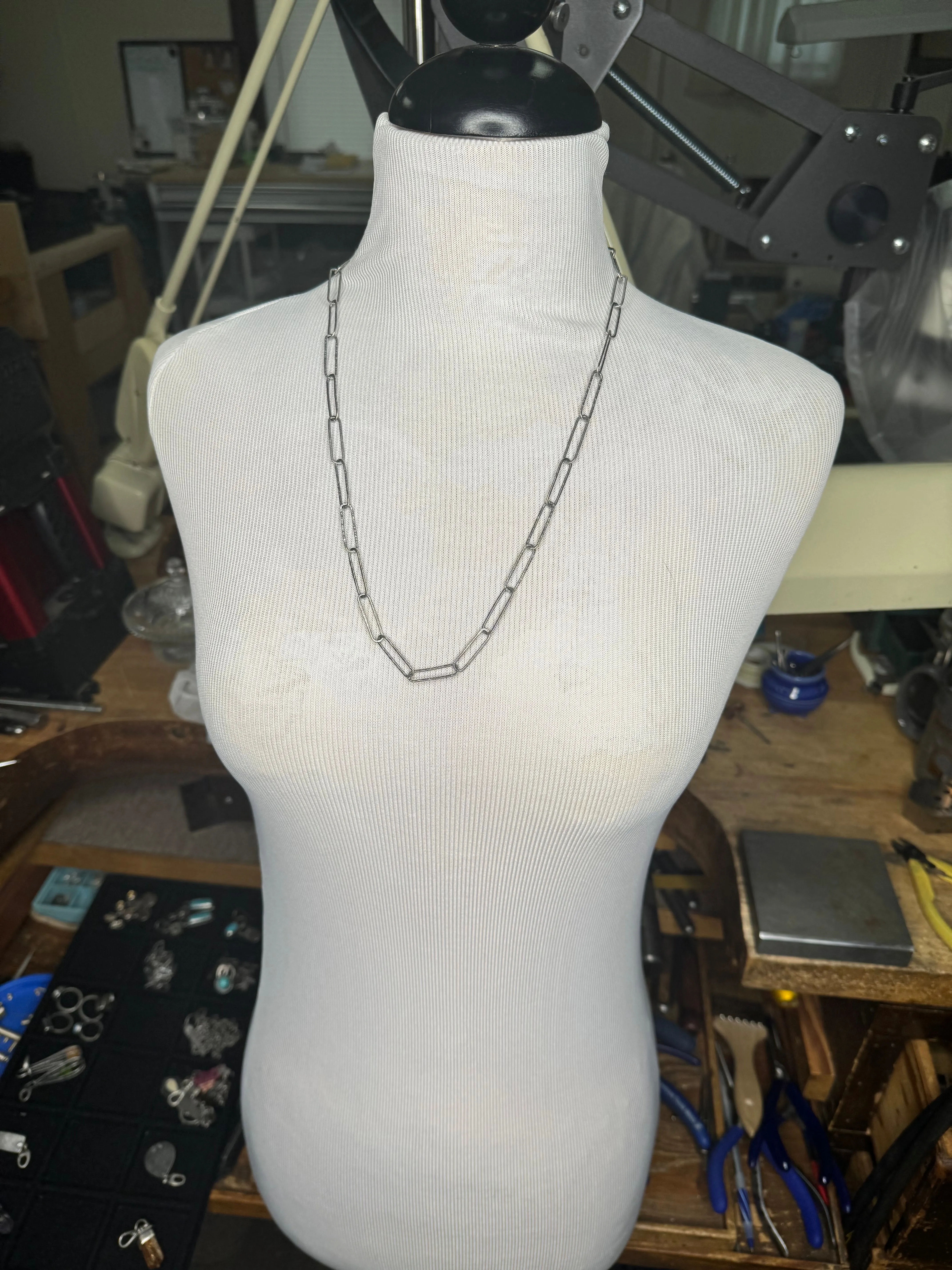 Long Oval Link Silver Chain 20"