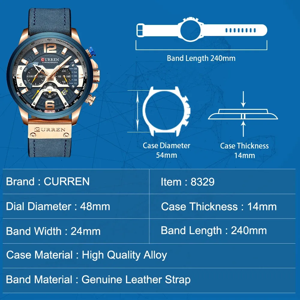 Luxury Men’s Leather Wrist Watch