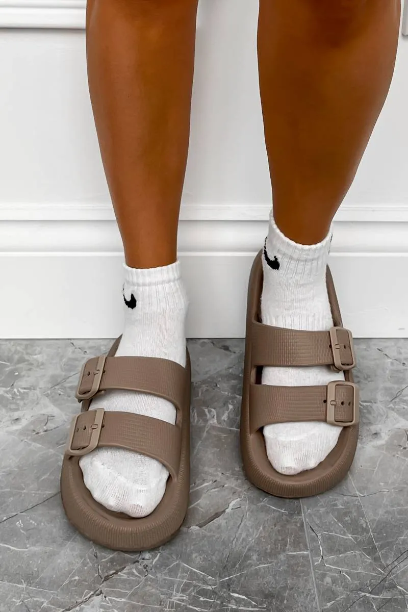 MABLE Flat Slider Sandals - Mocha