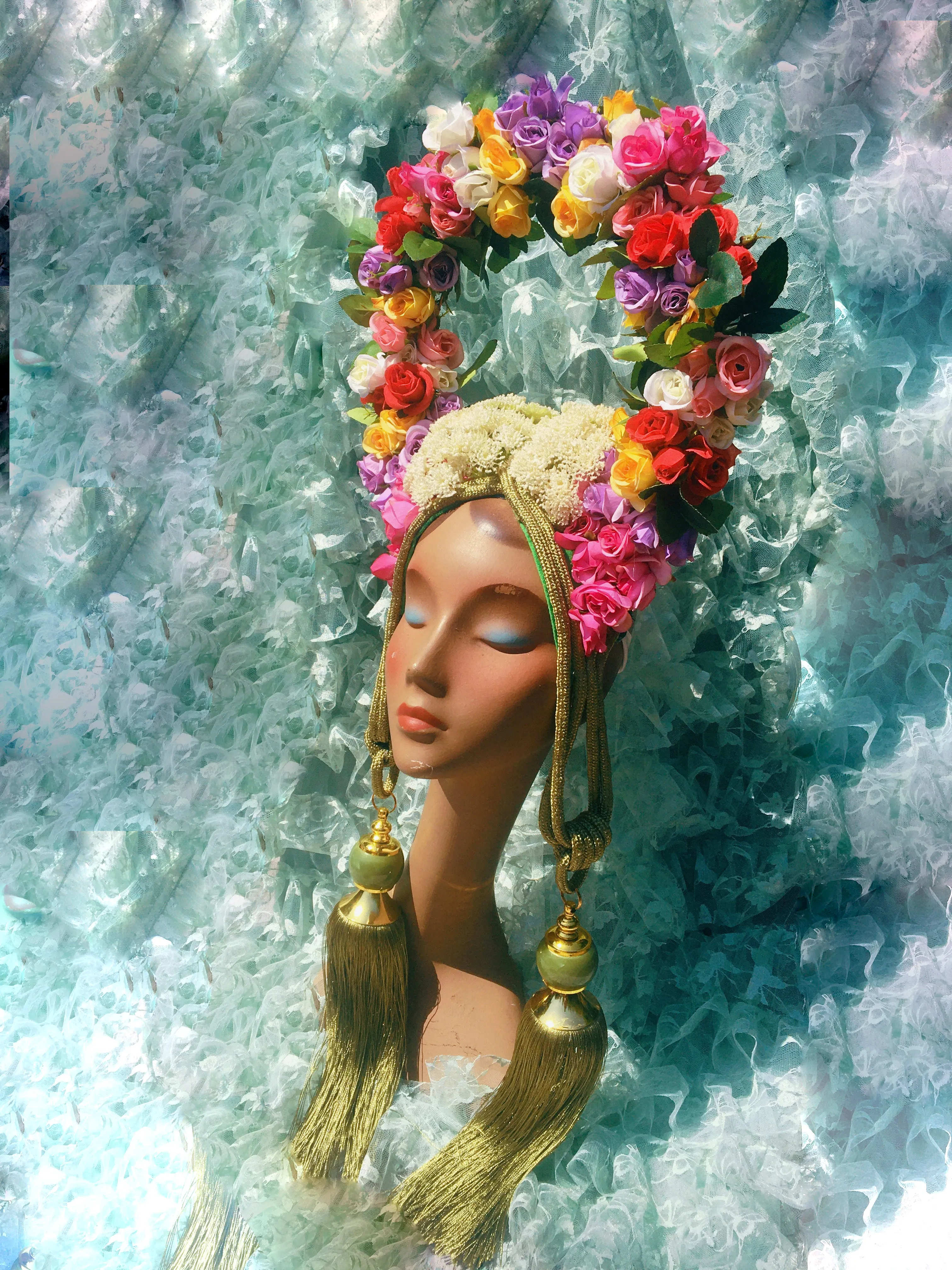May Queen Midsummer Flower Headdress / Headpiece Green man festival
