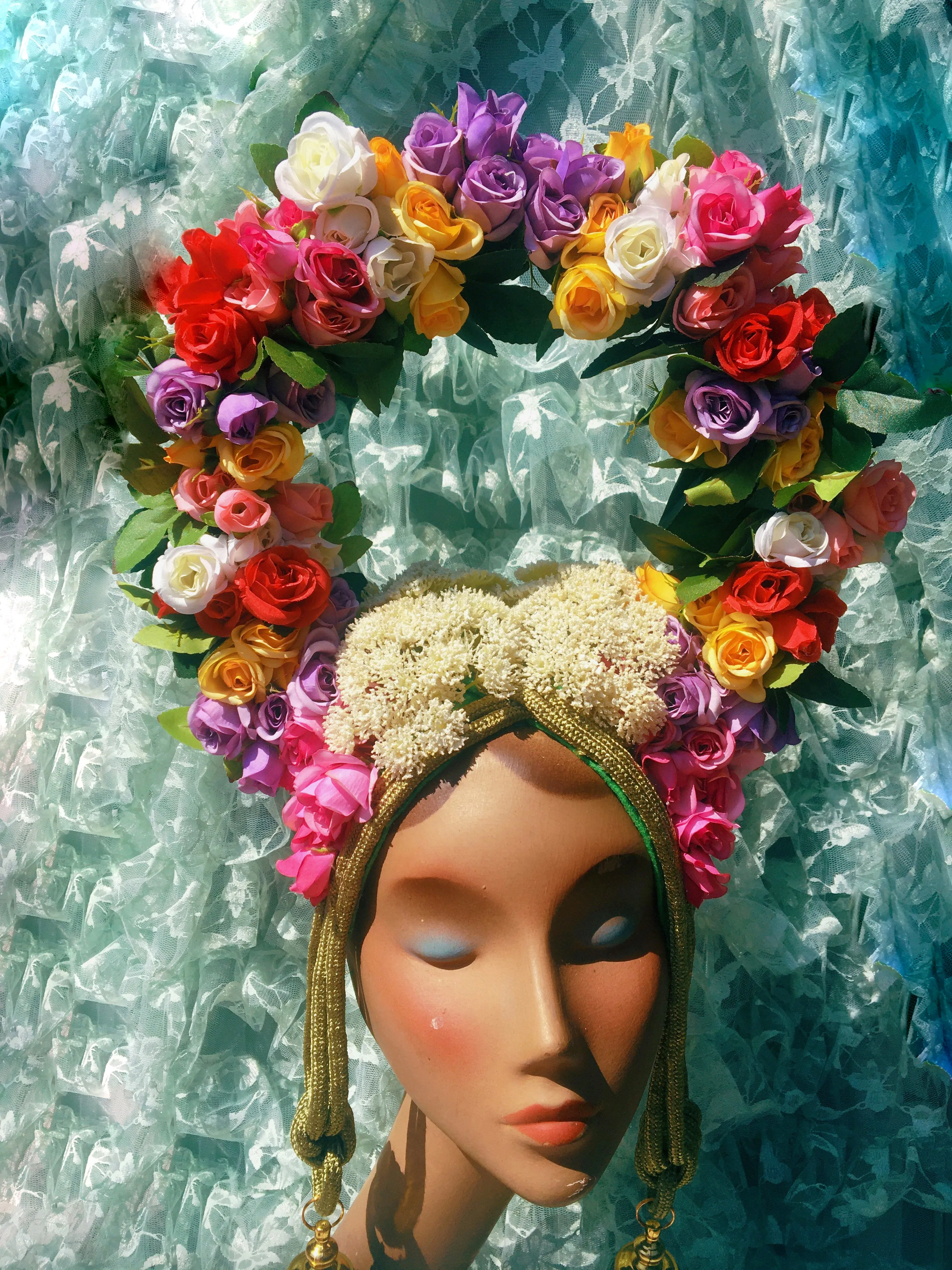May Queen Midsummer Flower Headdress / Headpiece Green man festival