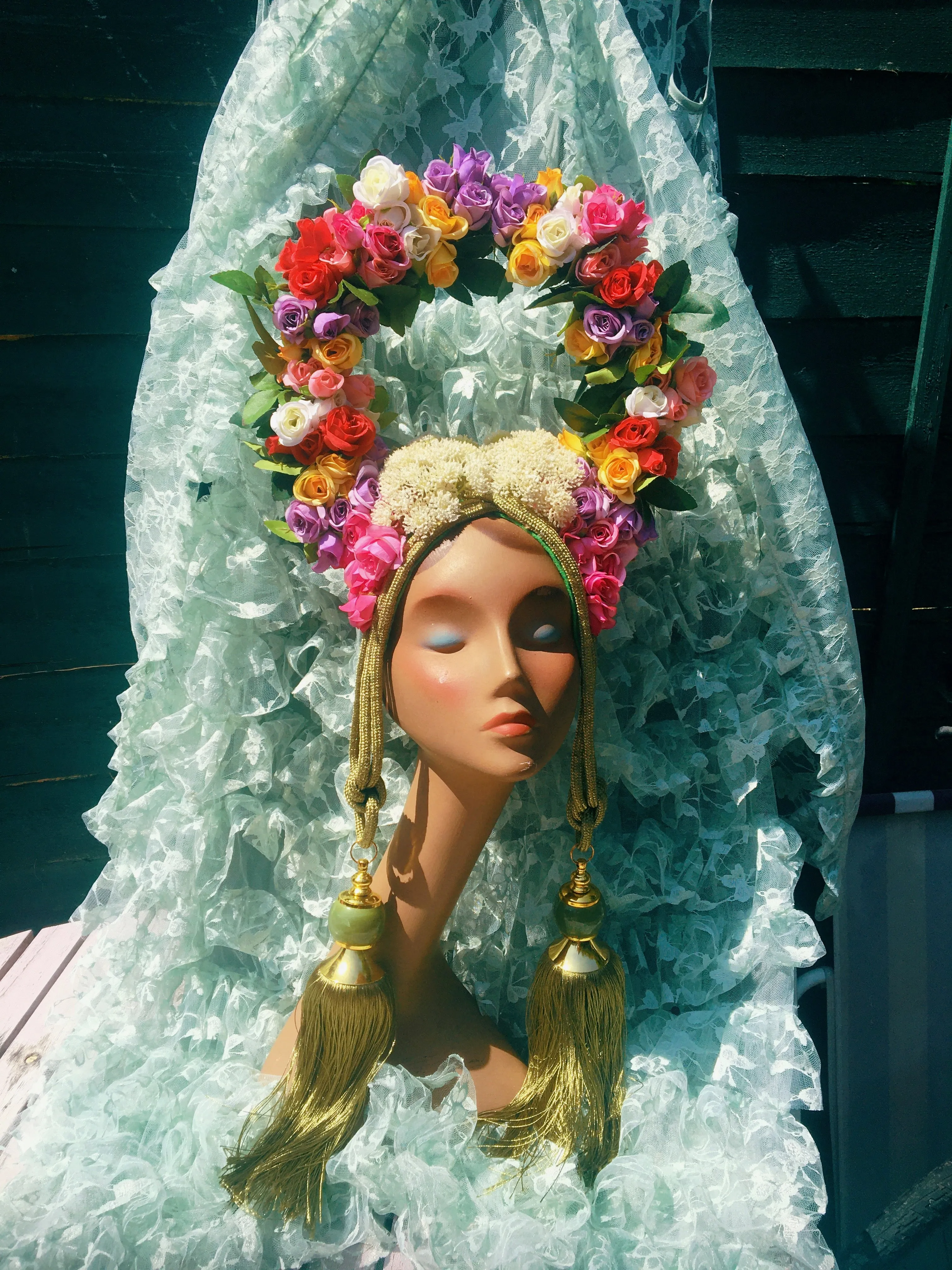 May Queen Midsummer Flower Headdress / Headpiece Green man festival