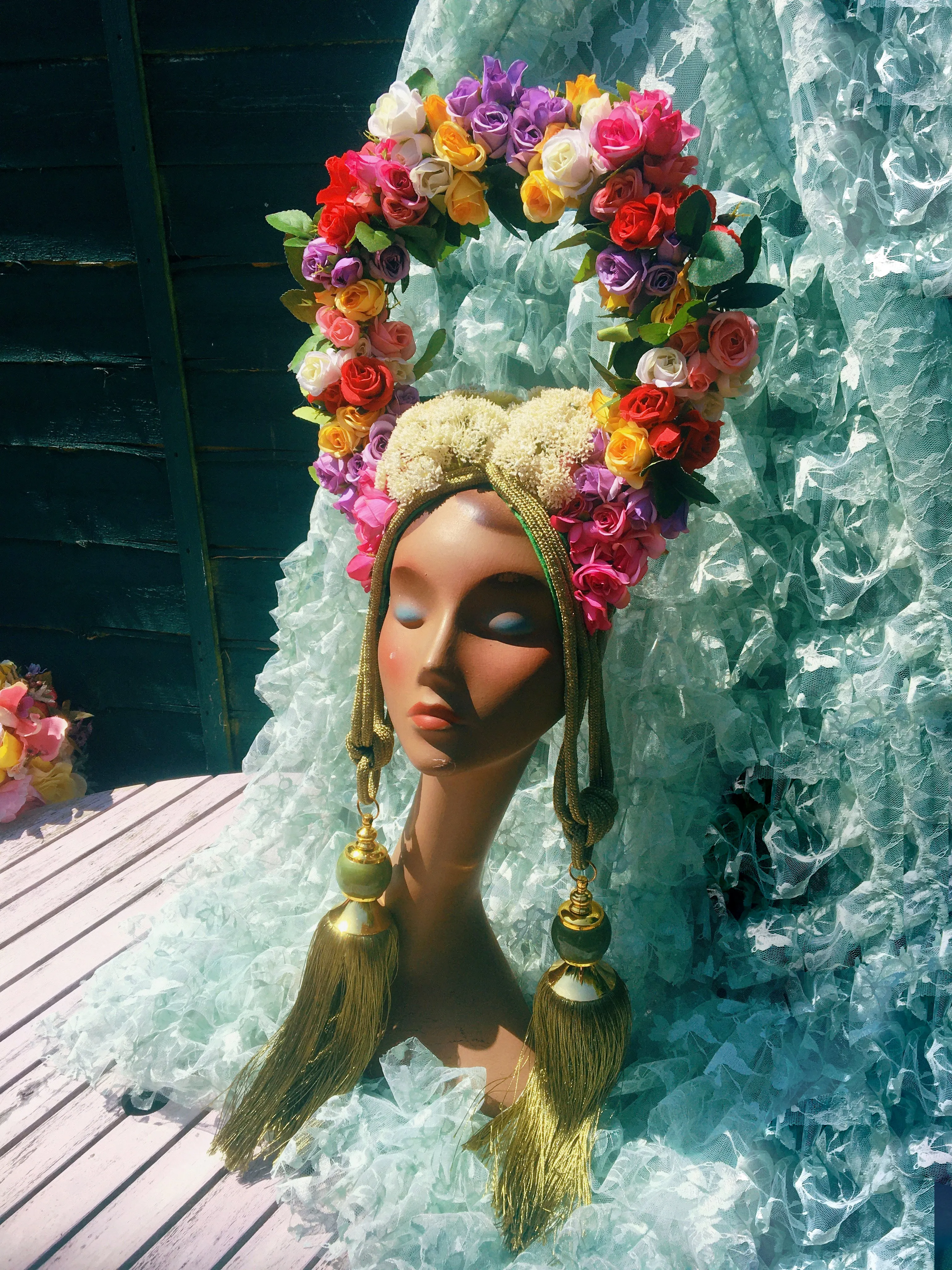 May Queen Midsummer Flower Headdress / Headpiece Green man festival