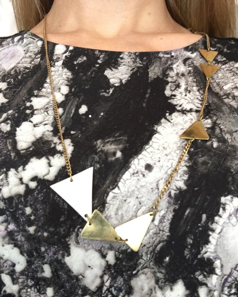 ME To WE Bone & Brass Long Triangle Necklace | The Kipande