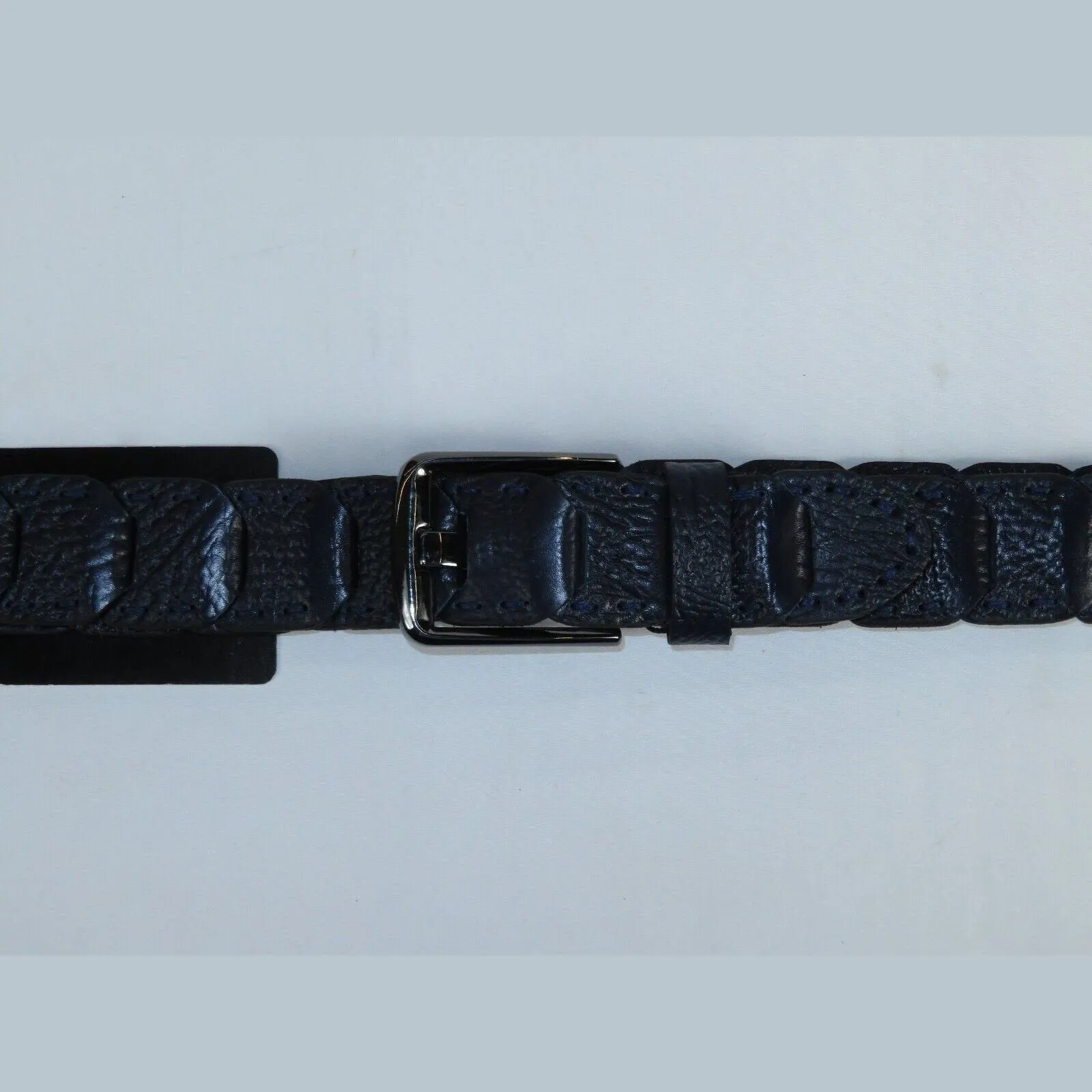 Men Genuine Leather Belt PIERO ROSSI Turkey Crocodile print Hand Stitch #69 navy